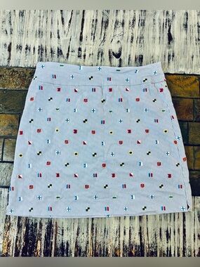 Charter Club Vintage Women's Flags Mini Skirt Skort Medium Stripes Embroidered